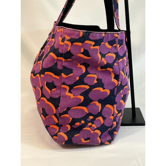 See by Chloe Black Purple Floral Mod Tote Cotton Canvas Carryall EUC - Picture 4 of 12